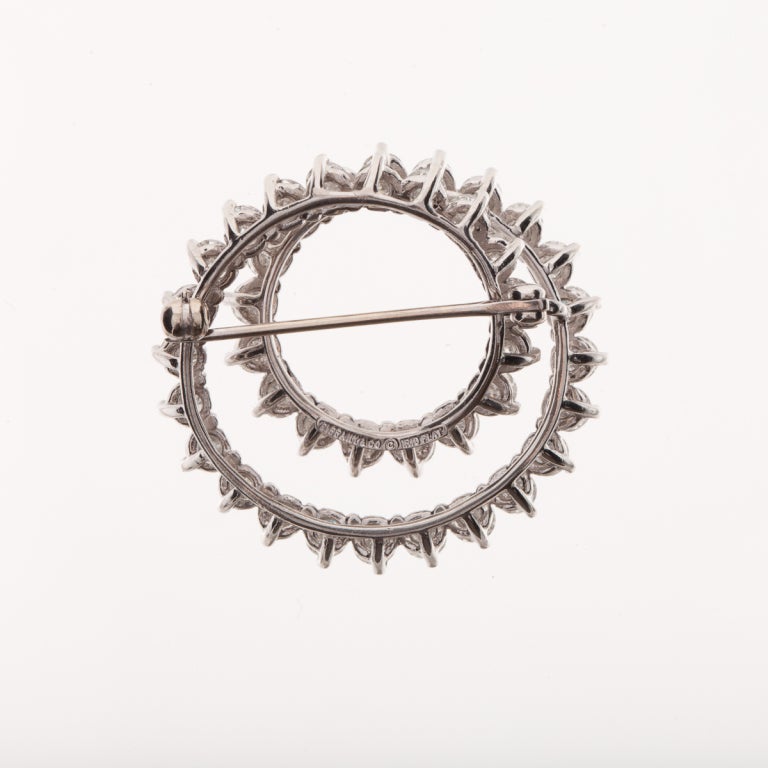 Round Cut TIFFANY & CO. Circular Diamond Pin in Platinum For Sale