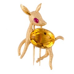 Vintage HERMES Charming Deer Pin