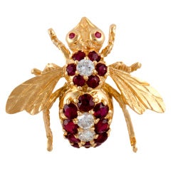 Ruby Diamond Bee Pin 7