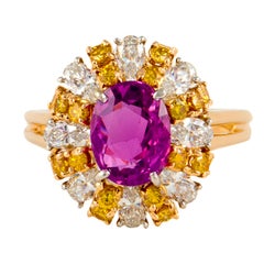 OSCAR HEYMAN Bros. Pink Sapphire and Diamond Ring in 18K Gold