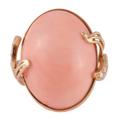 Angel Skin Coral Diamond Gold Ring 2