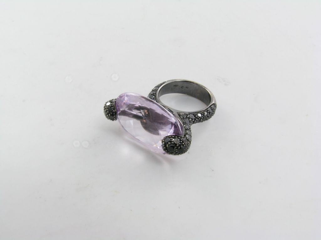 GIORGIO ARMANI kunzite and black diamond ring.
