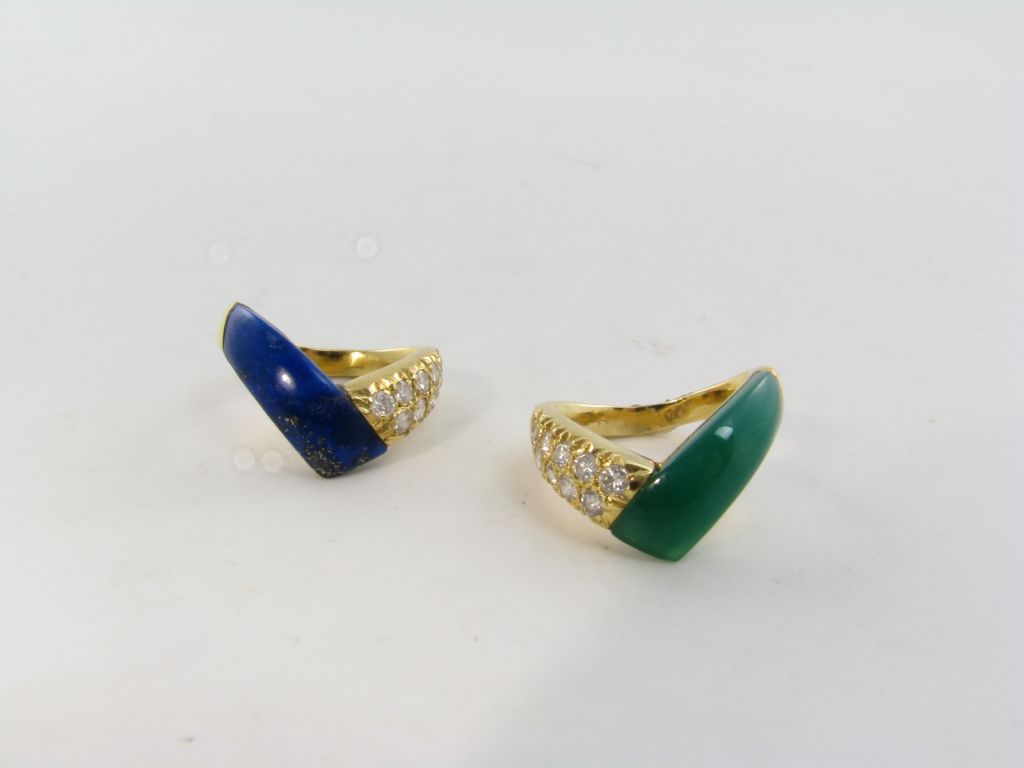 VAN CLEEF & ARPELS lapis lazuli, green onyx and diamond rings. 1