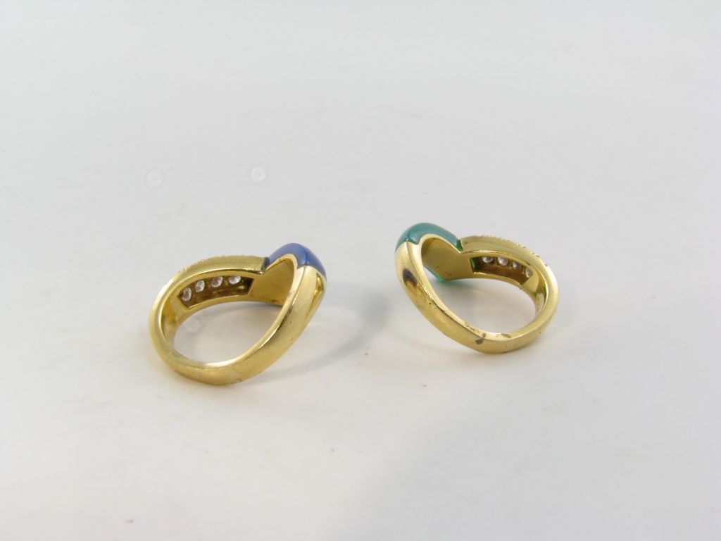 VAN CLEEF & ARPELS lapis lazuli, green onyx and diamond rings. 2