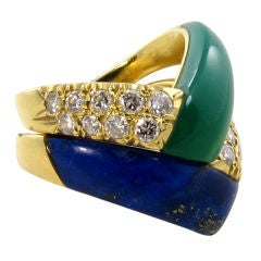 VAN CLEEF & ARPELS lapis lazuli, green onyx and diamond rings.