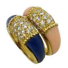 VAN CLEEF & ARPELS Lapis Lazuli Coral and Diamond Rings