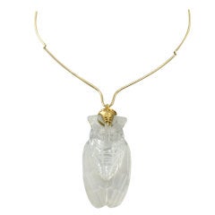 STEUBEN Crystal Yellow Gold "Cicada" Choker Necklace
