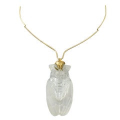 STEUBEN Crystal Yellow Gold "Cicada" Choker Necklace