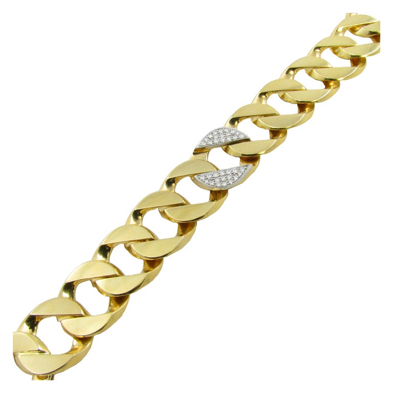 VERDURA Classic Gold and Diamond Curb Link Bracelet. at 1stdibs