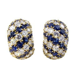 VAN CLEEF & ARPELS Classic Sapphire and Diamond Earrings.