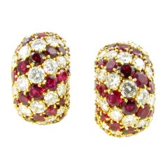 VAN CLEEF & ARPELS Classic Ruby and Diamond Earrings.