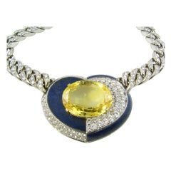 BULGARI Rare Diamond Sapphire and Lapis Lazuli Necklace 