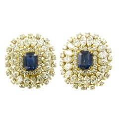 DEMNER Incredible Sapphire and Diamond Cluster Earrings