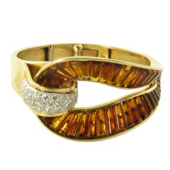 TRABERT & HOEFFER MAUBOUSSIN Rare Retro Citrine, Diamond and Gold Bracelet