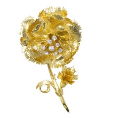 DAVID WEBB Yellow Gold, Platinum and Diamond Flower Brooch