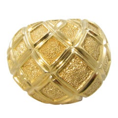 DAVID WEBB Dome Shaped Ring in a Textured Trellis Motif.