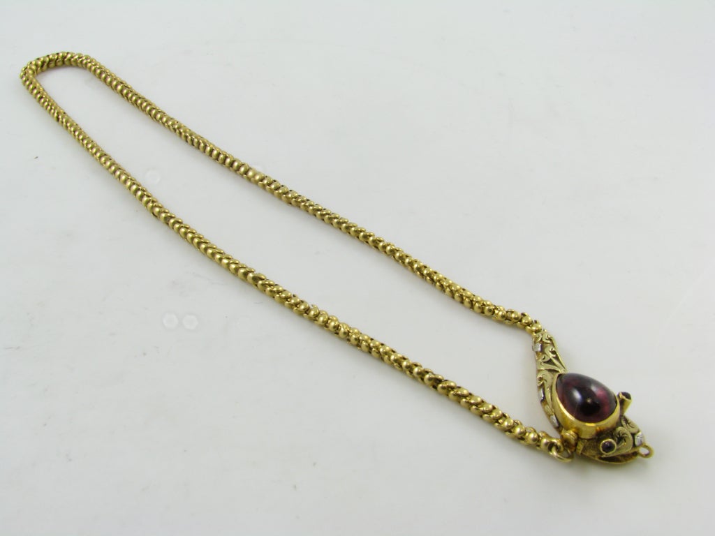 Women's A Beautiful Victorian Gold and Garnet Snake Necklace.