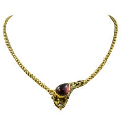Antique A Beautiful Victorian Gold and Garnet Snake Necklace.
