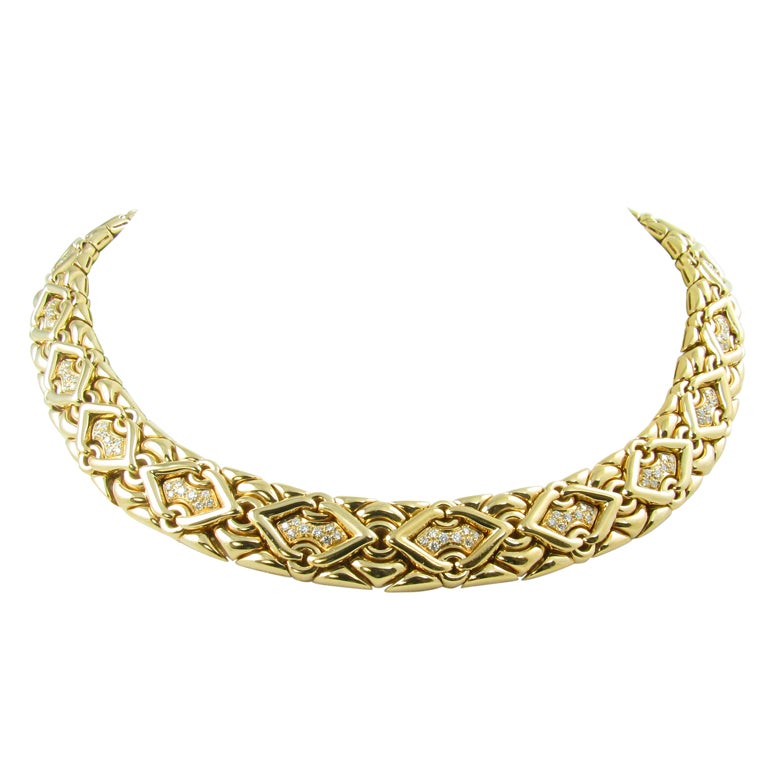 BULGARI Chic Gold and Diamond Necklace from the Trika Collection