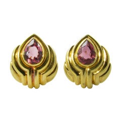 BULGARI Chic Gold and Pink Tourmaline Earrings.