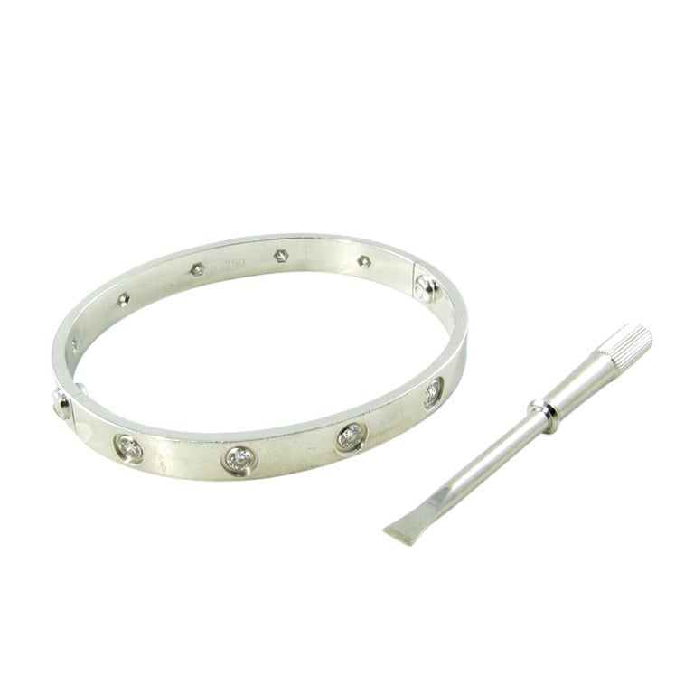 CARTIER White Gold and Diamond "Love" Bracelet.