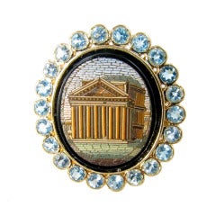 A Yellow Gold, Blue Topaz and 19th Century Micro Mosaic Ring