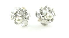 SEAMAN SCHEPPS Rock Crystal, Pearl & Diamond "Bubble" Earrings.
