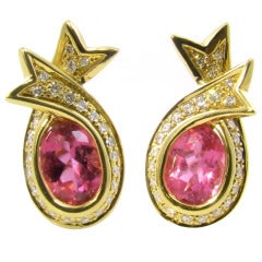 ANGELA CUMMINGS Pink Tourmaline Diamond Earrings