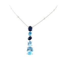 ASPREY Beautiful Blue Topaz Iolite Diamond Necklace