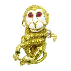 David Webb whimsical monkey brooch.