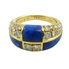 A beautiful Van Cleef Arpels gold, diamond and lapis lazuli ring