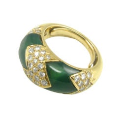 A Van Cleef 
Arpels gold, diamond and chrysoprase ring.