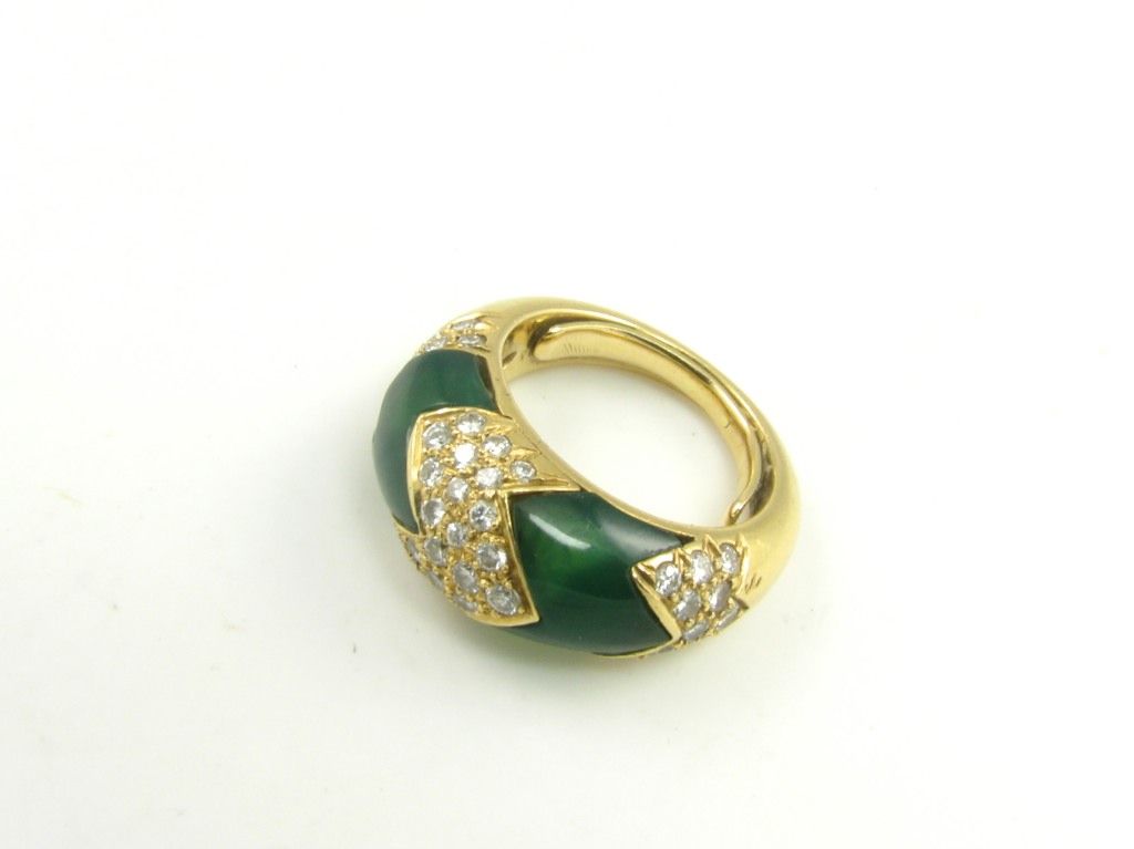 A Van Cleef & Arpels gold, diamond and chrysoprase ring.