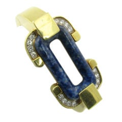 Cartier gold, lapis lazuli and diamond cuff bracelet