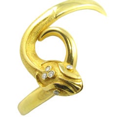 18 karat yellow gold and diamond snake bracelet