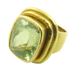 ELIZABETH LOCKE bold and chic pale green tourmaline ring.