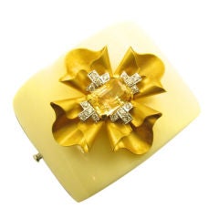 Bold  gold, citrine and diamond Bakelite cuff.