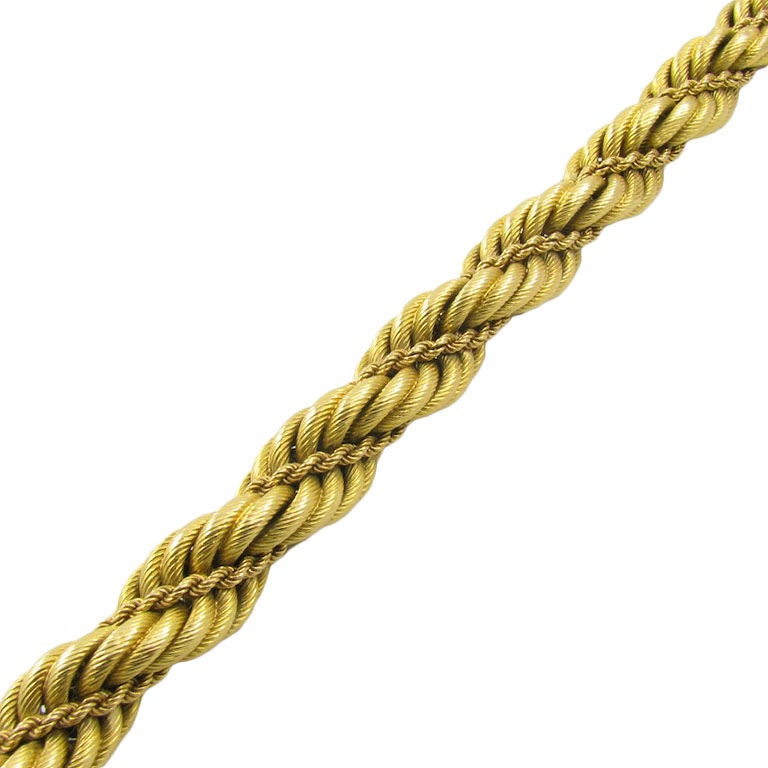 TIFFANY classic 18 karat yellow gold twisted rope bracelet.