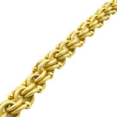 BULGARI fabulous 18 karat yellow gold textured link bracelet.