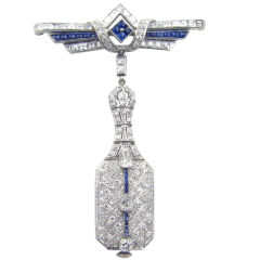 Antique GRANT A. PEACOCK stunning diamond and sapphire lapel watch