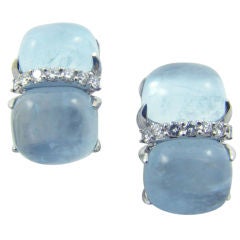 SEAMAN SCHEPPS  white gold, aquamarine and diamond earrings.