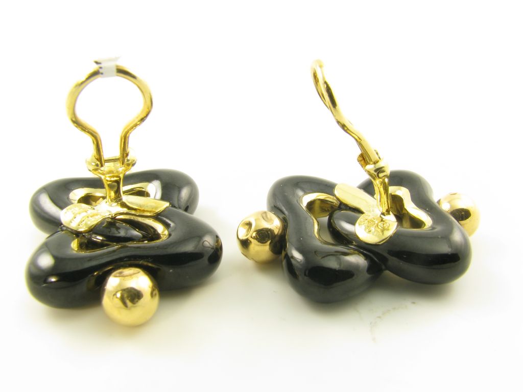 ANGELA CUMMINGS funky enamel and gold "figure 8" earrings.