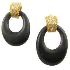 VAN CLEEF & ARPELS fabulous ebony, gold and diamond earrings.