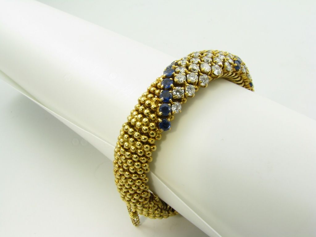 A chic gold, sapphire and diamond 