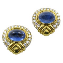 BULGARI chic gold, diamond and cabochon sapphire earrings