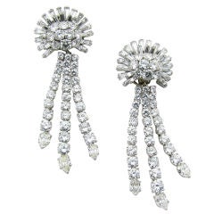 DAVID WEBB spectacular platinum and diamond tassel earrings