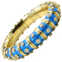 TIFFANY SCHLUMBERGER classic gold, enamel and diamond bangle