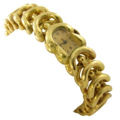 Vintage VAN CLEEF & ARPELS brushed gold link watch bracelet.