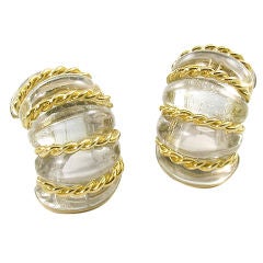 SEAMAN SCHEPPS  rock crystal and gold shrimp earrings