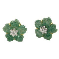 SEAMAN SCHEPPS beautiful Clematis flower earrings with diamonds.